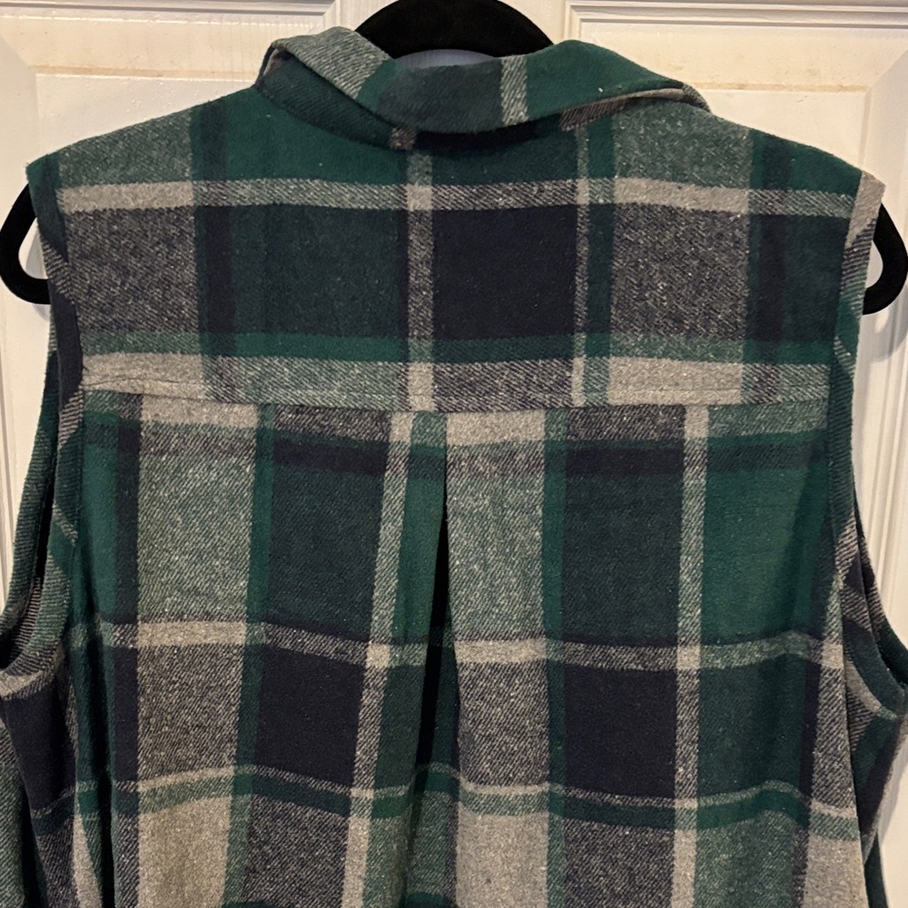 Bloomchic Green/Navy/Gray Plaid Flannel Vest Jacket - Picture 9 of 9
